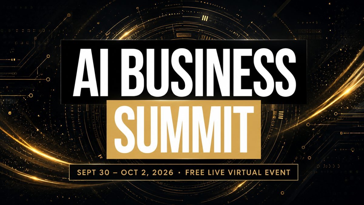 AI Business Summit 2026 free 3-day online event banner, September 30 to October 2, free live virtual event
